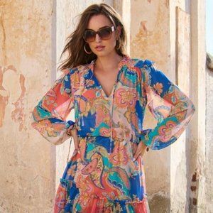 NWT Boston Proper Multicolored Peasant Dress XXS